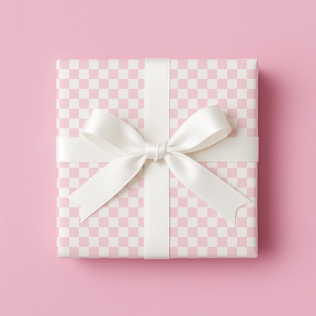 Papel De Presente Pastel Pink Checkered Wrapping Paper (Everyday Gifting)