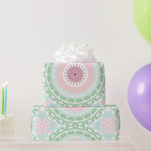 Papel De Presente Pastel Pink e Green Mandala