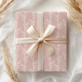 Papel De Presente Pastel Pink Mauve Shabby Leaf Floral