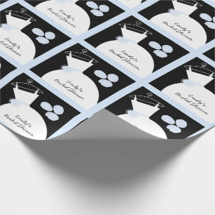 Papel De Presente Pastel preto 'Chá de panela' Azul de Casamento