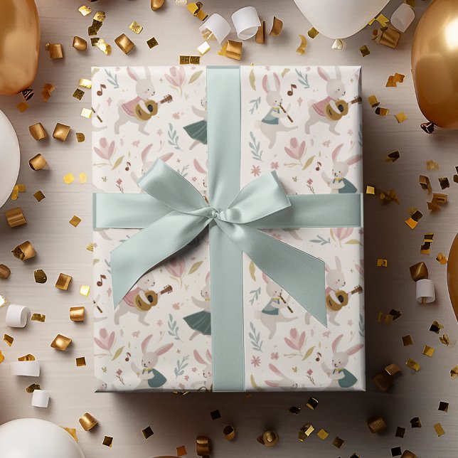 Papel De Presente Pastel Rabbits Pattern | Easter Wrapping Paper (Criador carregado)