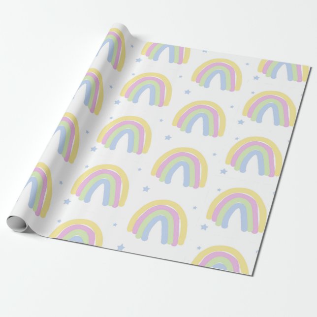Papel De Presente Pastel Rainbow (Desenrolado)
