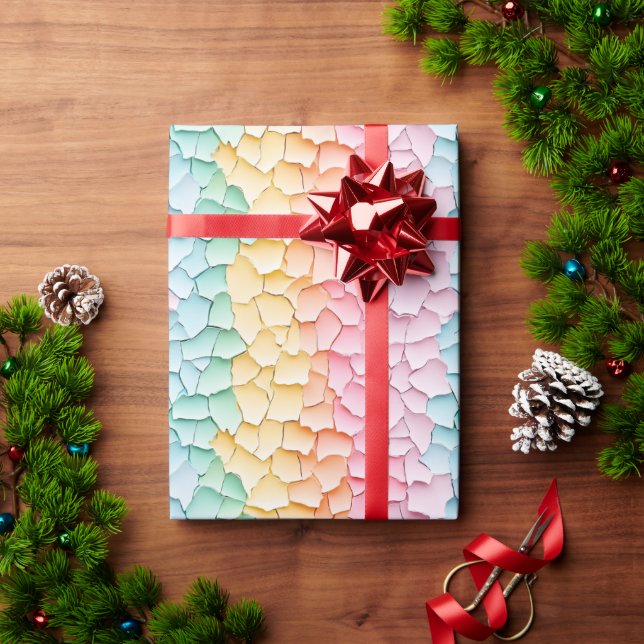 Papel De Presente Pastel Rainbow (Presente de Natal)