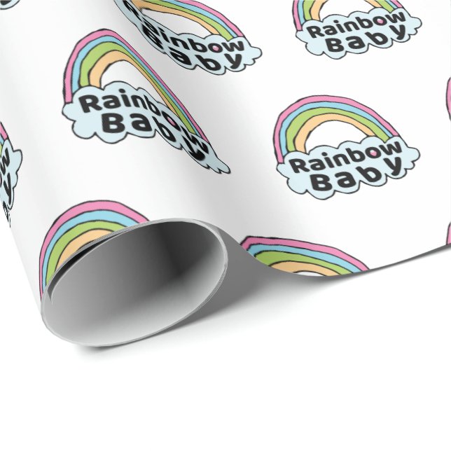 Papel De Presente Pastel Rainbow Bebê Bênção Milagre de Nascimento (Ponta do rolo)