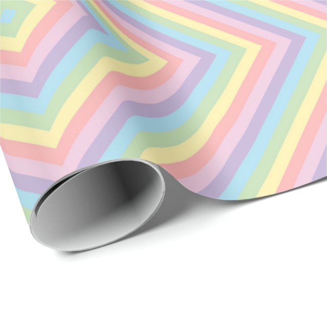 Papel De Presente Pastel Rainbow Chevron Stripe Wrapping Paper (Ponta do rolo)