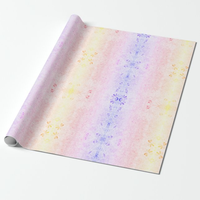 Papel De Presente Pastel Rainbow Dragonfly Pattern Boho (Desenrolado)