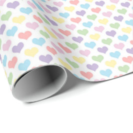 Papel De Presente Pastel Rainbow Heart Pattern Wrapping Paper