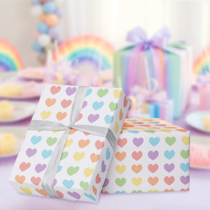Papel De Presente Pastel Rainbow Hearts