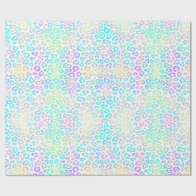 Papel De Presente Pastel Rainbow Leopard Patterno (Aberto)