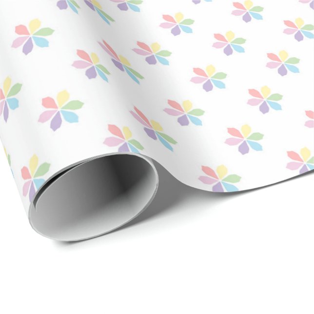 Papel De Presente Pastel Rainbow Petal Bursts for Baby and Spring  (Ponta do rolo)