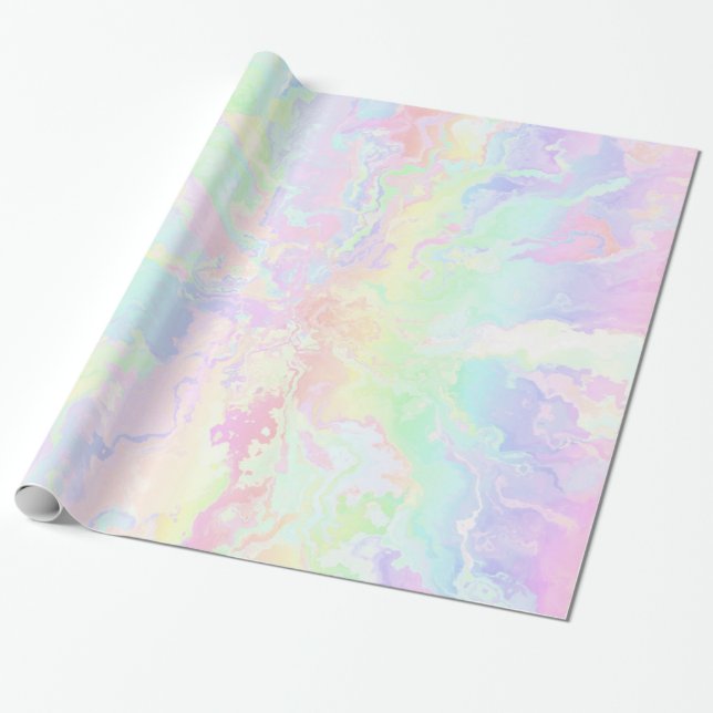 Papel De Presente Pastel Rainbow Pink Floral (Desenrolado)