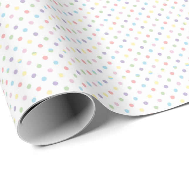 Papel De Presente Pastel Rainbow Polka Dots for Baby Showers  (Ponta do rolo)