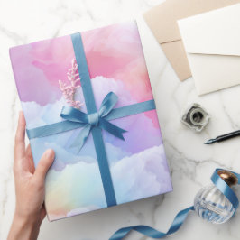 Papel De Presente Pastel Rainbow Soft Cloud Blend Abstract Pattern