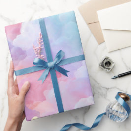 Papel De Presente Pastel Rainbow Soft Cloud Blend Abstract Pattern