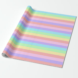 Papel De Presente Pastel Rainbow Stripes Fairy Kei Aniversário