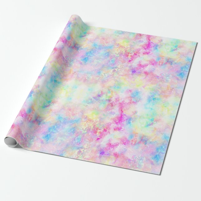 Papel De Presente Pastel Rainbow Tie Dye (Desenrolado)