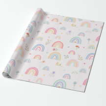 Pastel Rainbows Girly Wildflower & Hearts