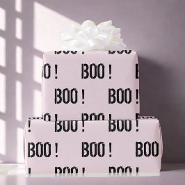 Papel De Presente Pastel rosa e bonito "BOO"! Dia das Bruxas