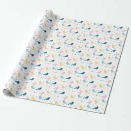 Papel De Presente Pastel Scandi Birds Pattern Custom Name Nursery