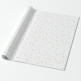 Papel De Presente Pastel Snowflakes Tan Coral Rosa e Teal