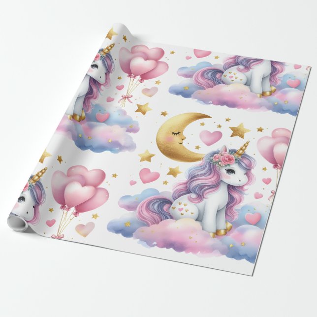 Papel De Presente Pastel Unicorn (Desenrolado)