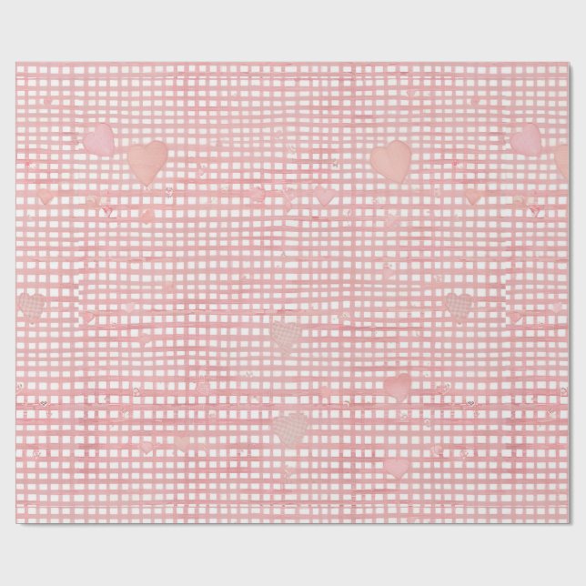 Papel De Presente Pastel Valentine Gingham Wrapping Paper (Aberto)