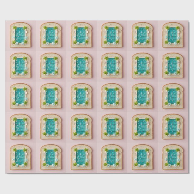 Papel De Presente Pastel Vaporwave Pool Toast (Aberto)