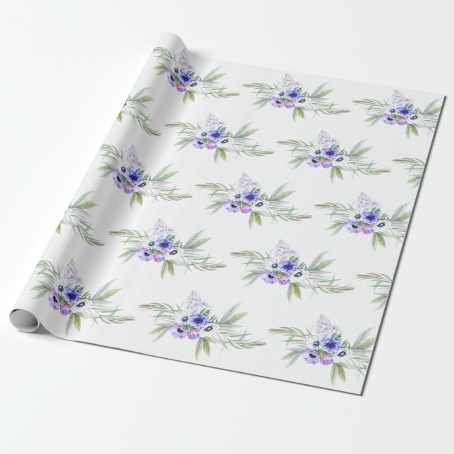 Papel De Presente Pastel Violet Floral (Desenrolado)