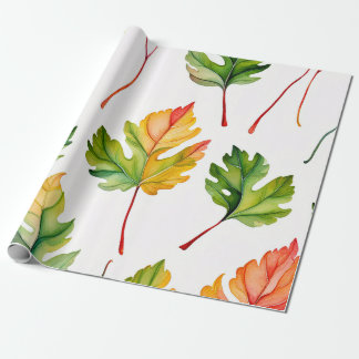Papel De Presente Pastel Watercolor Leaf Harmony