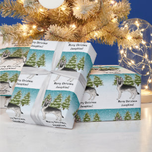 Papel De Presente Pastor Alemão Silver Sable Floresta de Inverno Nev