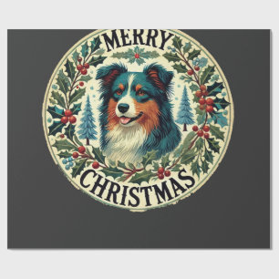 Papel De Presente Pastor Australiano de Natal