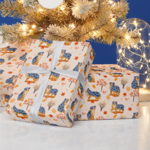 Papel De Presente Pastores Australianos de Outono Deixam Esfregões P