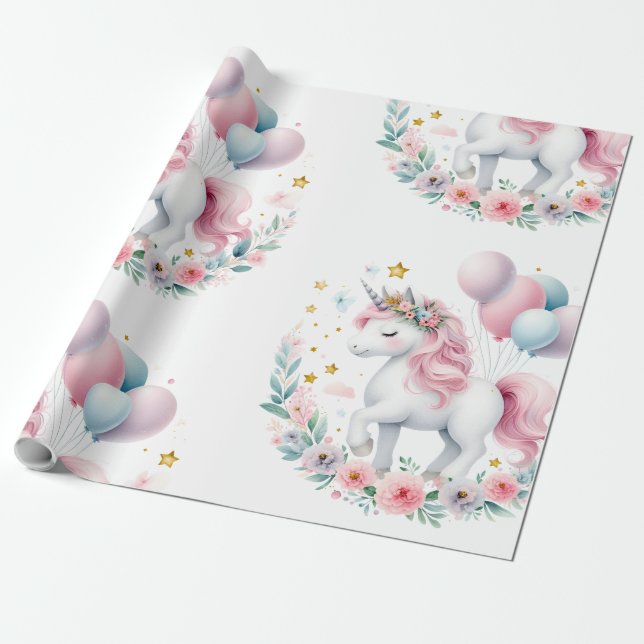 Papel De Presente Pastrl Unicorn (Desenrolado)