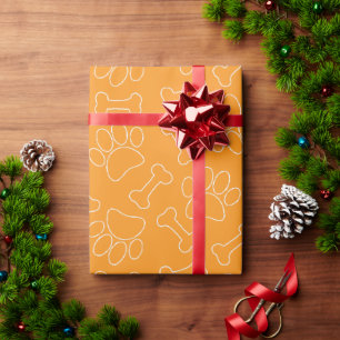 Papel De Presente Pata de Cachorro e Desenho de Ossos Personalizado