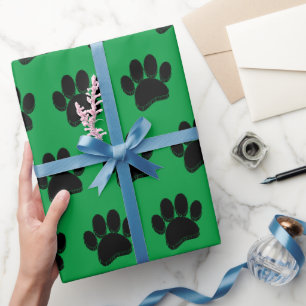 Papel De Presente Pata de Cachorro Preto Imprimir Personalizada à Mã