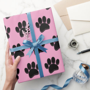 Papel De Presente Pata de Cachorro Preto Imprimir Personalizada à Mã