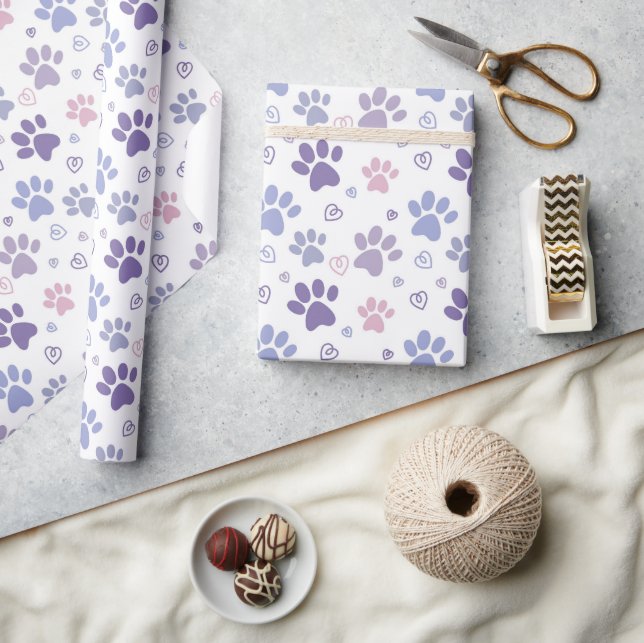 Papel De Presente Pata de Cachorro Roxo (Artesanato)
