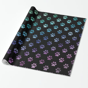 Papel De Presente Pata de Cão Imprimir Verde Azul Roxo Arco-Íris P