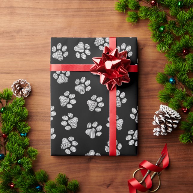 Papel De Presente patas de rabo, patas de cão, patas brancas (Presente de Natal)
