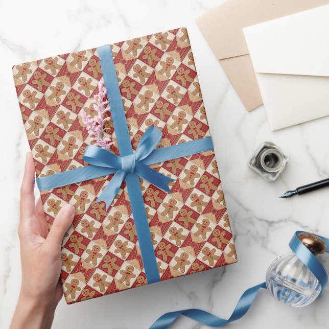 Papel De Presente Patches de Natal do Homem de Biscoito de Gengibre  (Presentear)