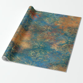Papel De Presente Pátina de Cobre Azul-Verde