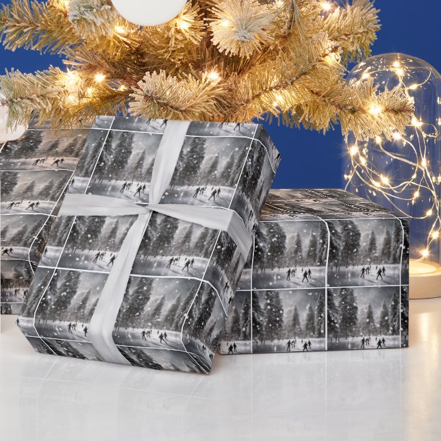Papel De Presente Patinação De Gelo Natal (Feriados)