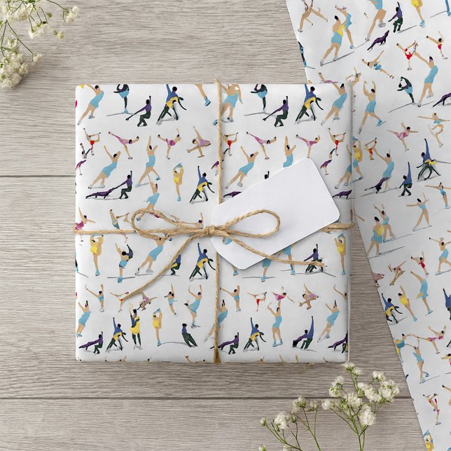 Papel De Presente Patinadores Artísticos Coloridos em Movimento (Criador carregado)