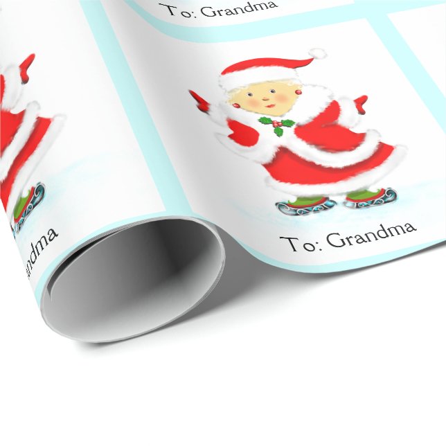 Papel De Presente patinagem natalícia (Ponta do rolo)