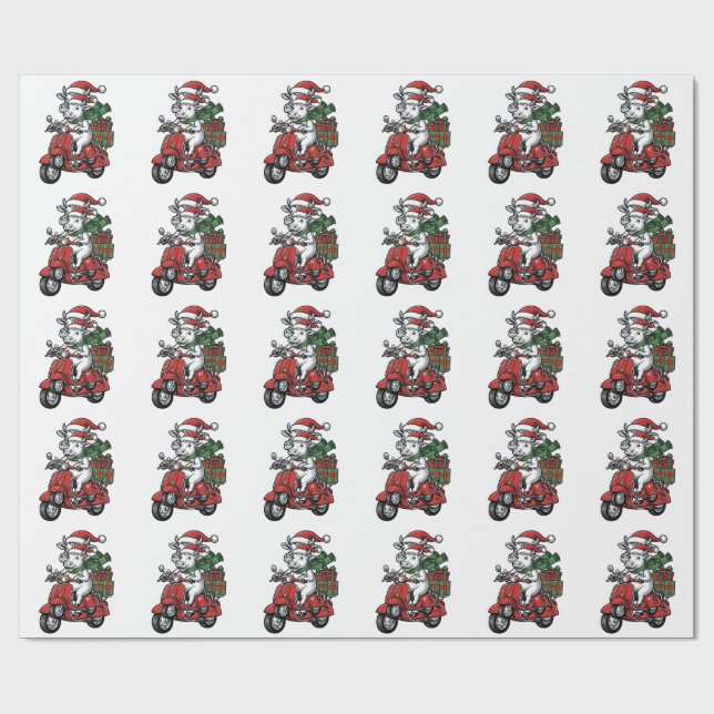 Papel De Presente Patinete de Cavalgar Vaca de Natal Engraçado Desig (Aberto)