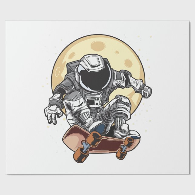 Papel De Presente Patins Astronauta (Aberto)
