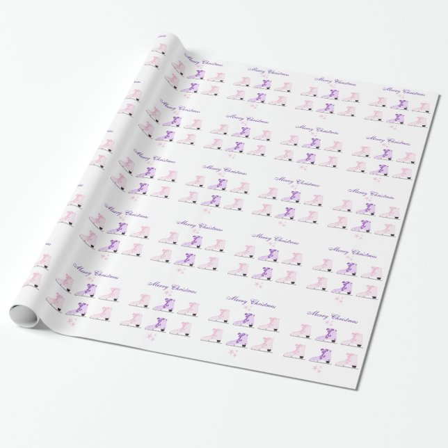 Papel De Presente Patins de gelo rosa e roxo (Desenrolado)