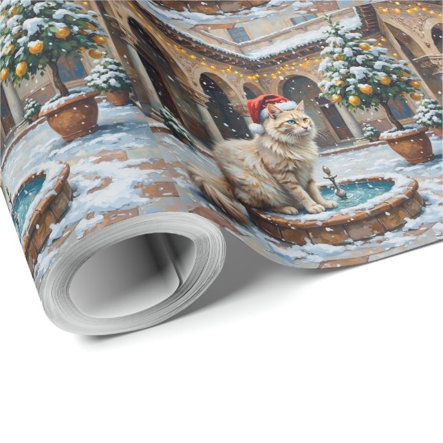 Papel De Presente Pátio Otomano de Natal com Angora Turca (Ponta do rolo)