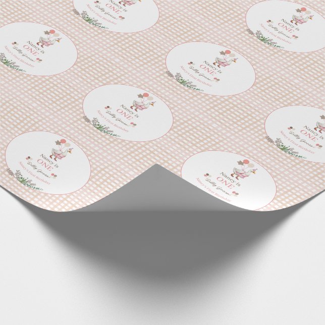 Papel De Presente Pato Bobo Primeiro Aniversário Marrom (Ponta)