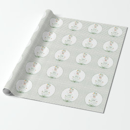 Papel De Presente Pato Bobo Primeiro Aniversário Verde
